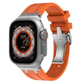 Liquid Silicone Strap Richard Modified Wrist Strap (Option: Silver Orange Folding Buckle-38or40or41MM)