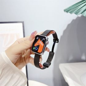 Wheat Magnetic Buckle Metal Stainless Steel Strap (Option: Black-42 Or 44 Or 4549mm)