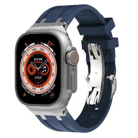 Liquid Silicone Strap Richard Modified Wrist Strap (Option: Silver Blue Butterfly Clasp-38or40or41MM)