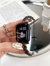 New Silk Scarf Metal Watch Strap (Option: Black-42 Mm44mm45mm 49mm)