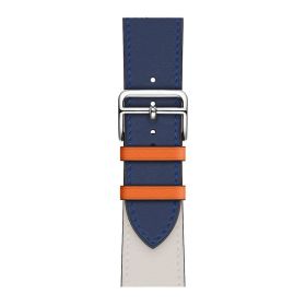 Applicable First Layer Cowhide PU Leather Watch Band Same Strap (Option: Dark Blue Amp Beige-38mm40mm41mm155mm 188mm)