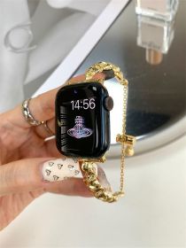 New Silk Scarf Metal Watch Strap (Option: Gold-42 Mm44mm45mm 49mm)