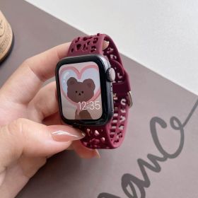 Hollow Silicone Women's Smart Watch Wristband (Option: Wine Red-44mm)
