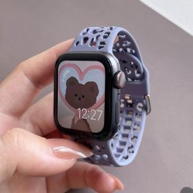 Hollow Silicone Women's Smart Watch Wristband (Option: Lavender Gray-44mm)